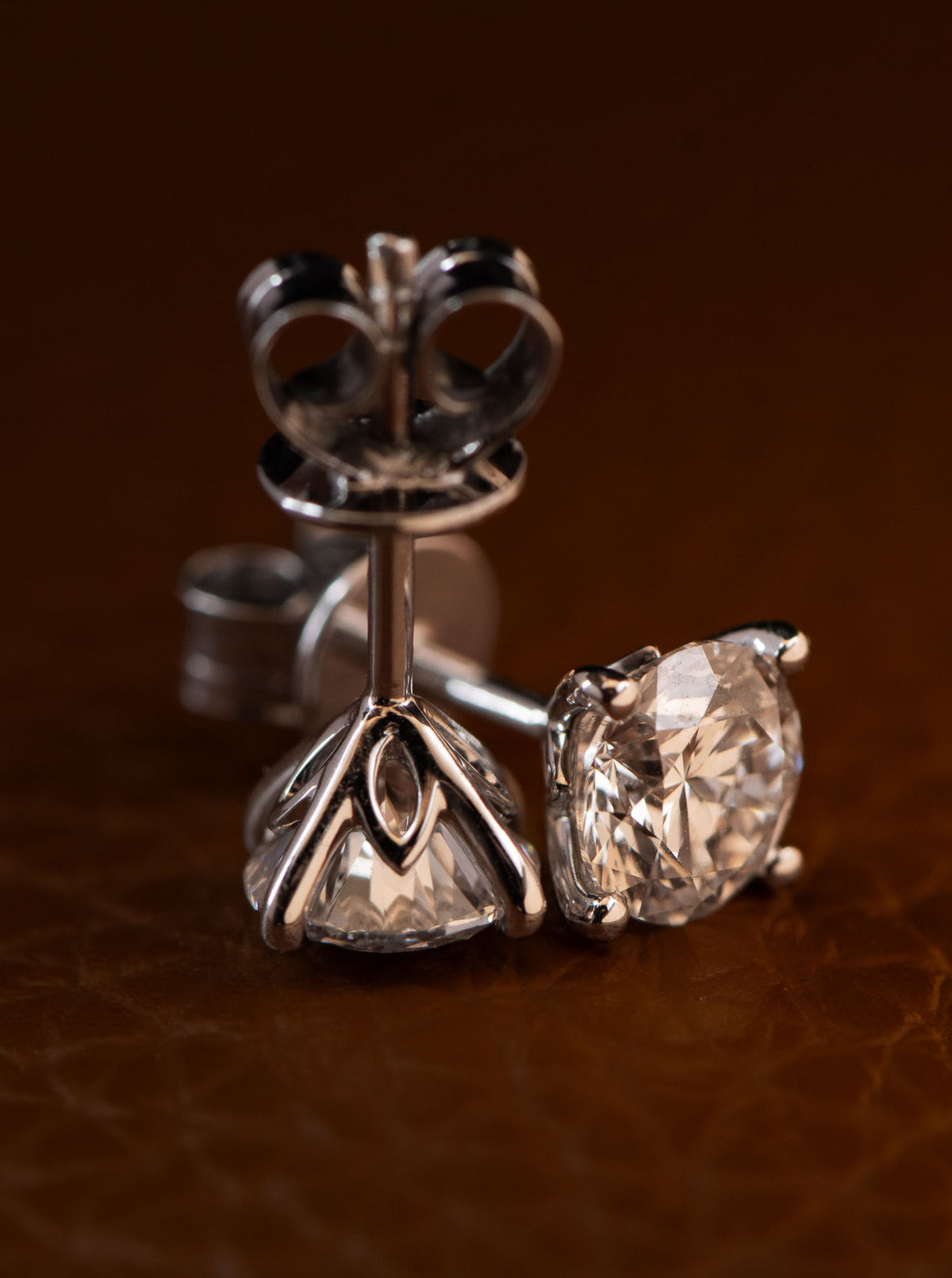 14K Gold Floral Basket Stud Lab Grown Diamond Earrings