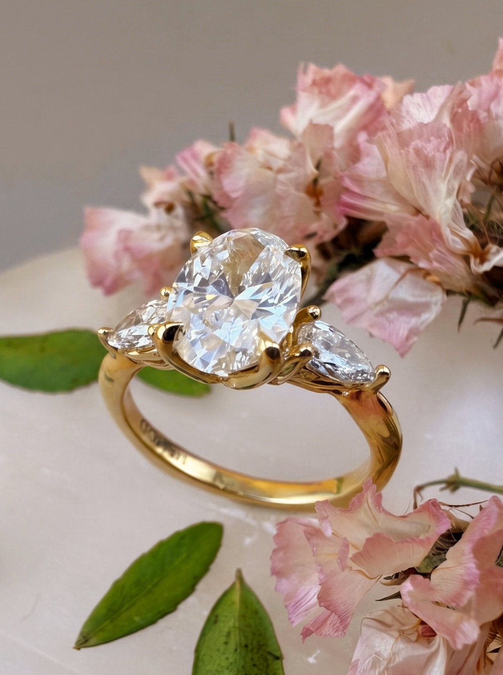 The Garden Oval Three-Stone Ring