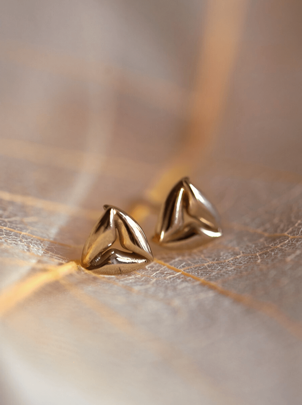 Trinity Geometric Yellow Gold Earrings