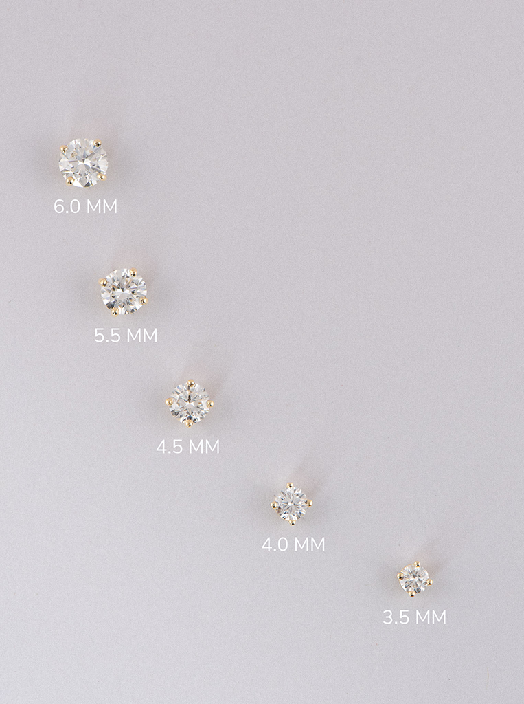 14K Gold Stud Earrings Round Lab-Grown Diamond