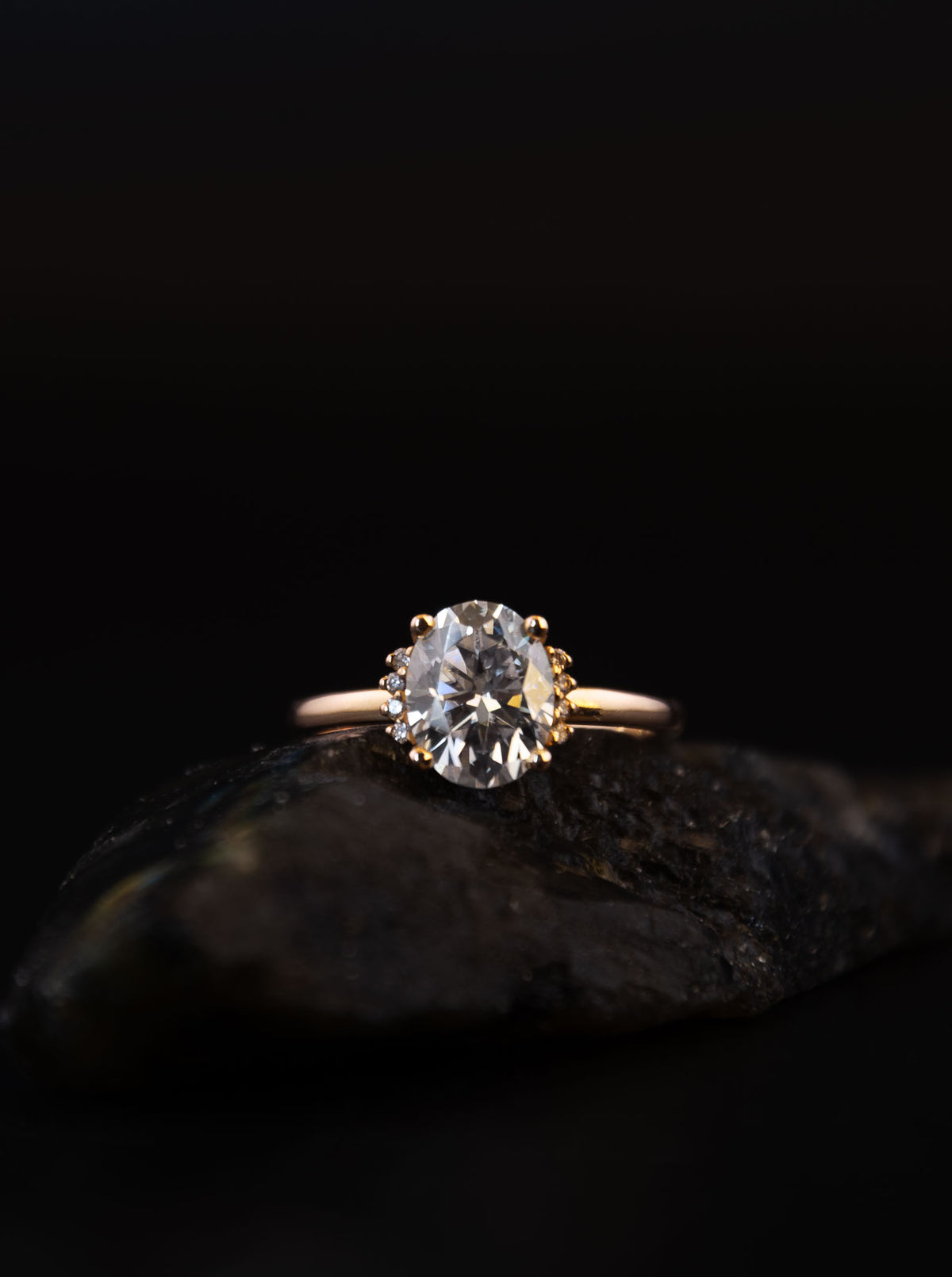 Soleil Oval Lab Grown Diamond Half Halo Engagement Ring