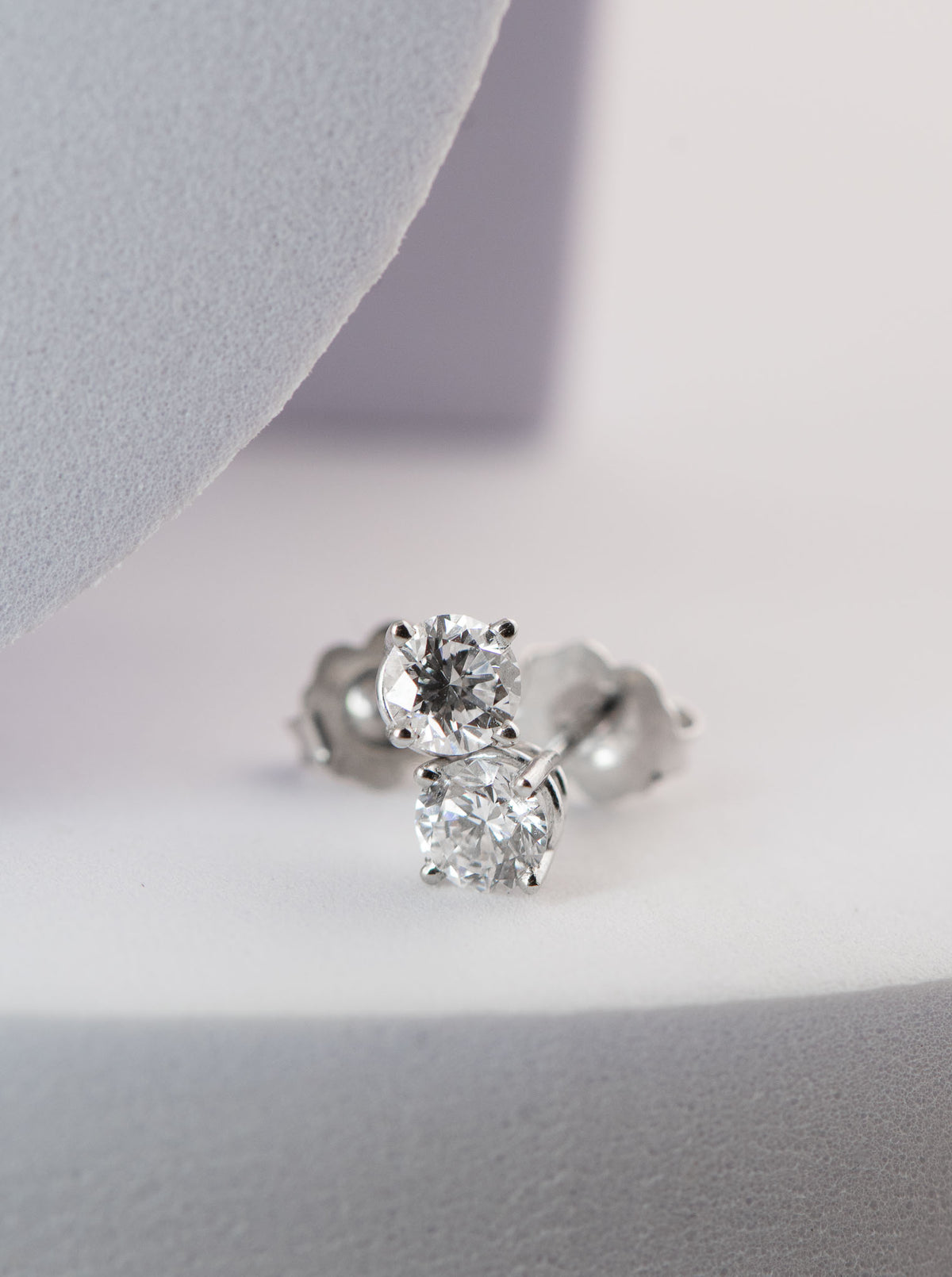 14K Gold Stud Earrings Round Lab-Grown Diamond