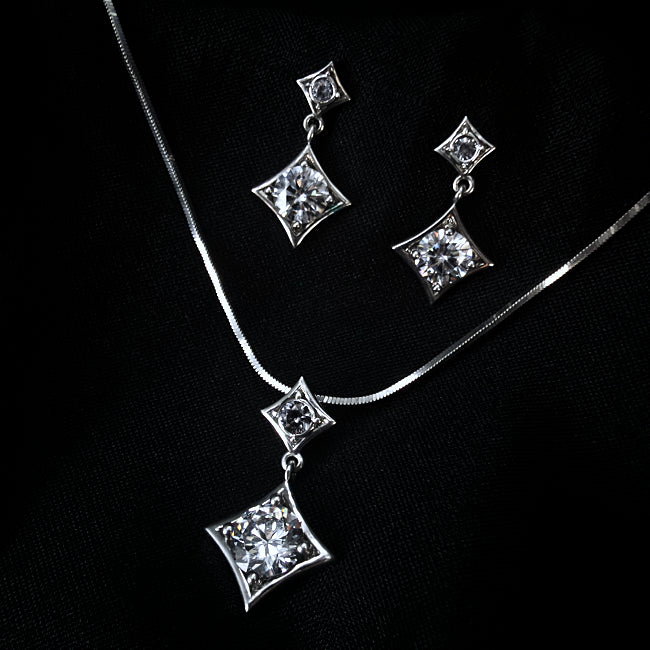 Starlight Set - Lab Diamond Pendant and Earrings