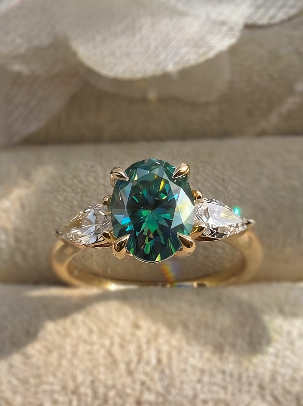 The Garden Oval Three-Stone Ring