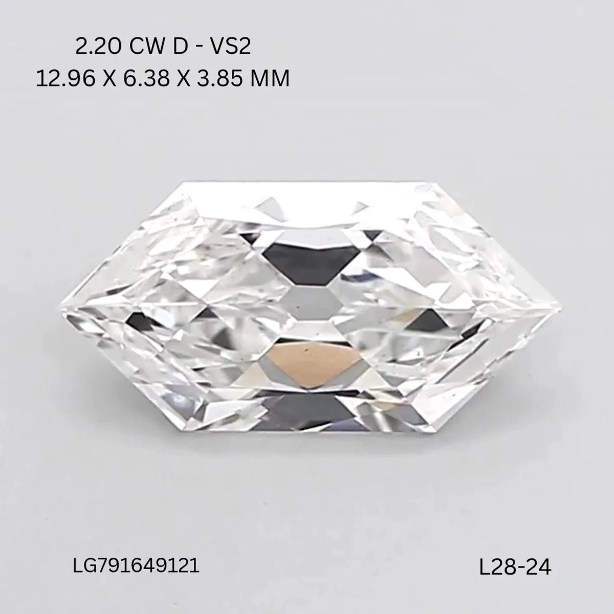 2.20ct Hexagonal Lab Grown Diamond (Colour D, Clarity VS2, IGI Certified)