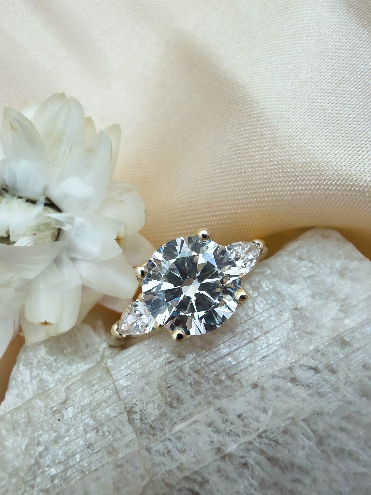 The Garden Round Three-Stone Ring