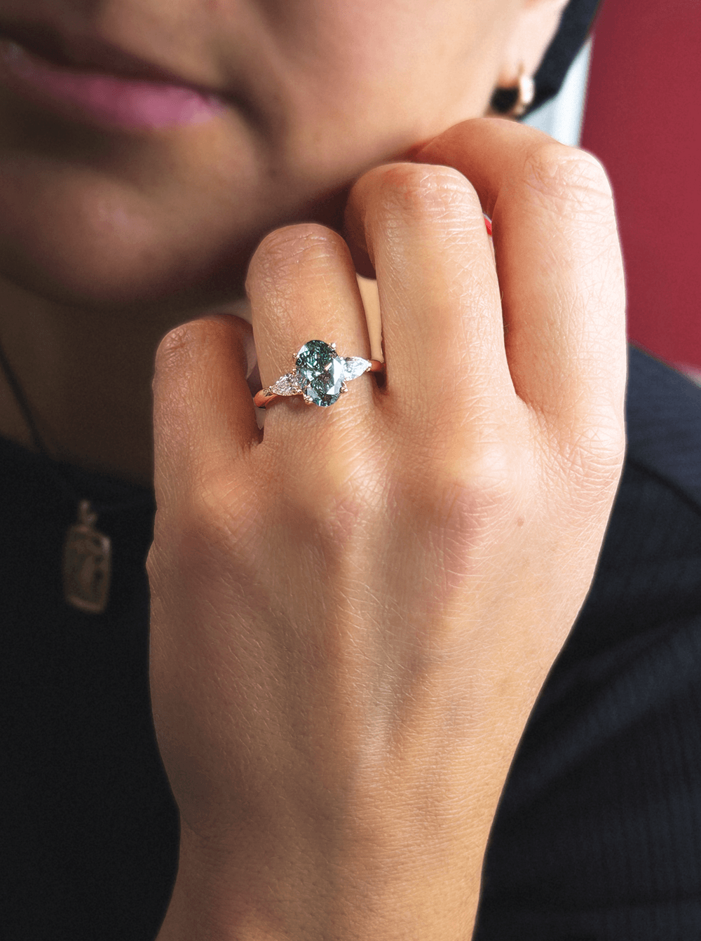 The Garden Oval Three-Stone Ring