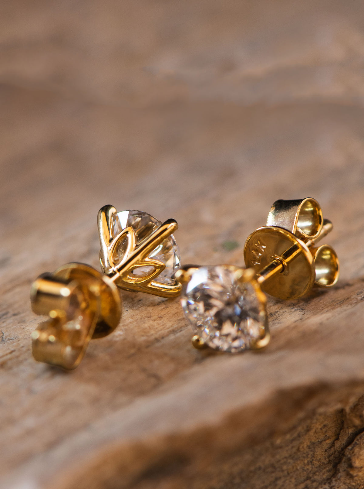 14K Gold Floral Basket Stud Lab Grown Diamond Earrings